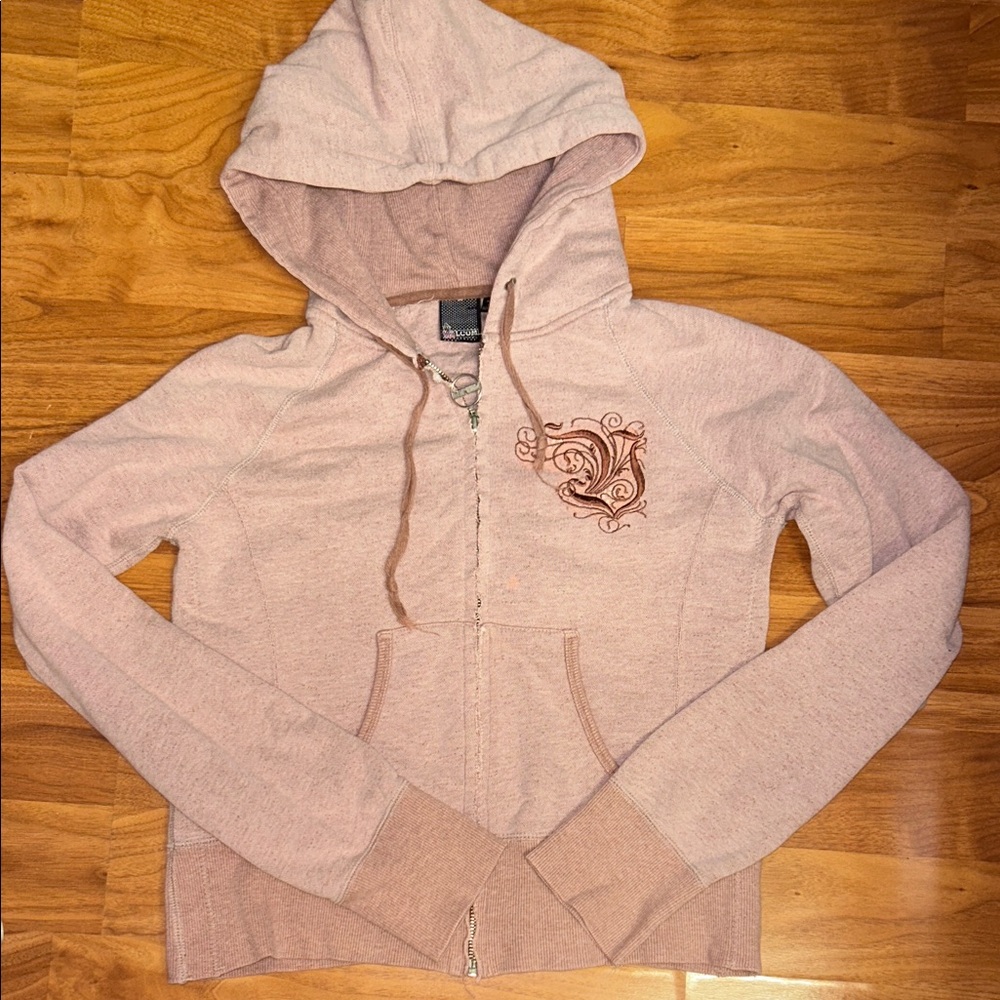 Volcom Light Pink Zip-Up Hoodie